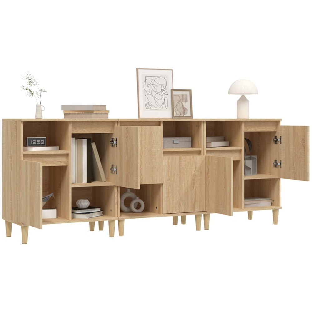 vidaXL 2 Door 2 Shelf Sonoma Oak Sideboard Set of 3 Image 3