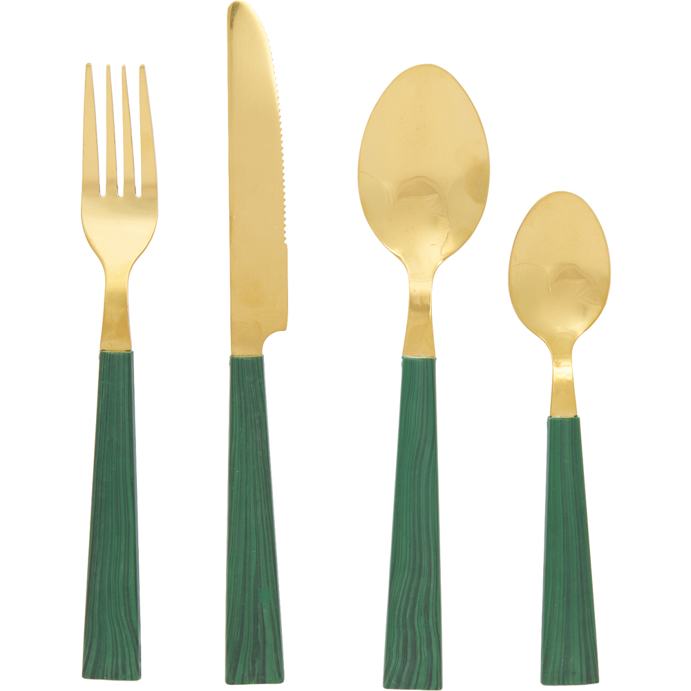Emerald Gold Cutlery Set Image 1