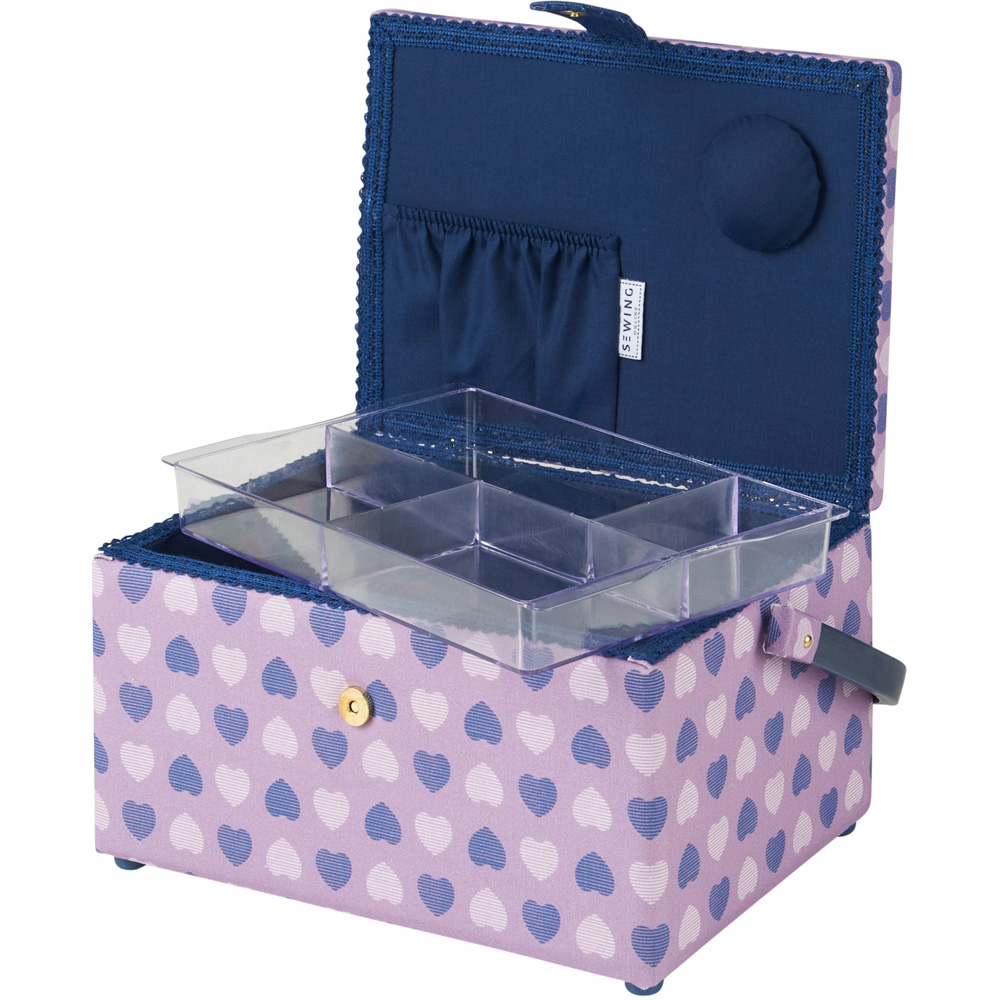 Sewing Online Purple Button Heart Medium Sewing Basket with Carry Handle Image 2