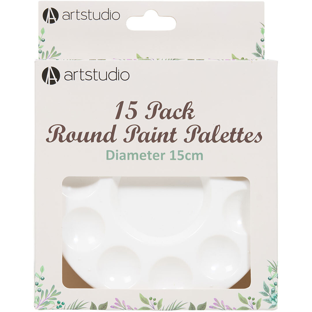 Pack of 15 Round Paint Palettes White Image 1