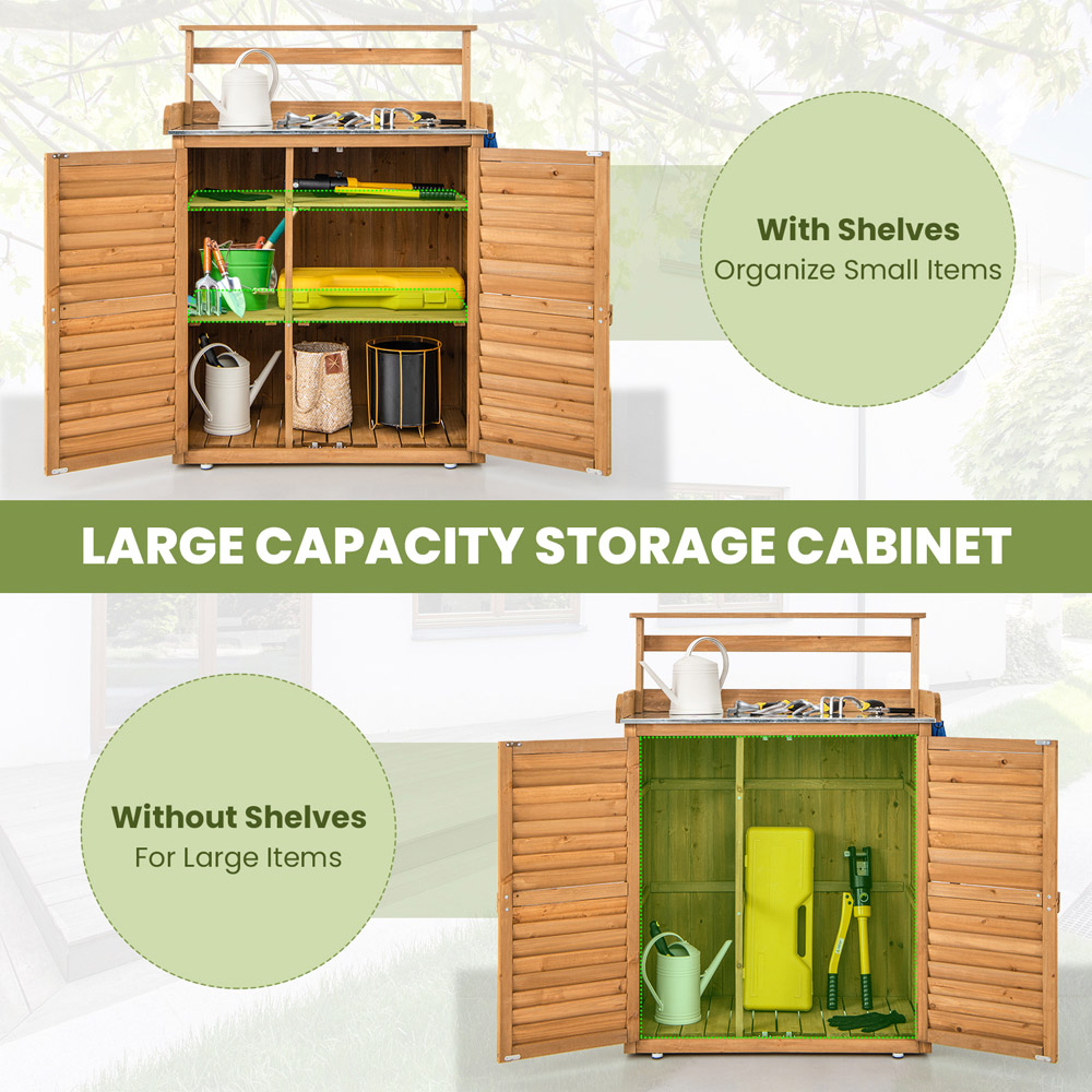 Costway Natural Wooden Storage Cabinet Image 6