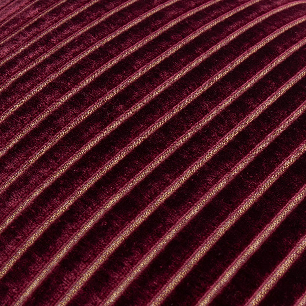 Paoletti Savoy Burgundy Stripe Velvet Reversible Cushion 50 x 50cm Image 5