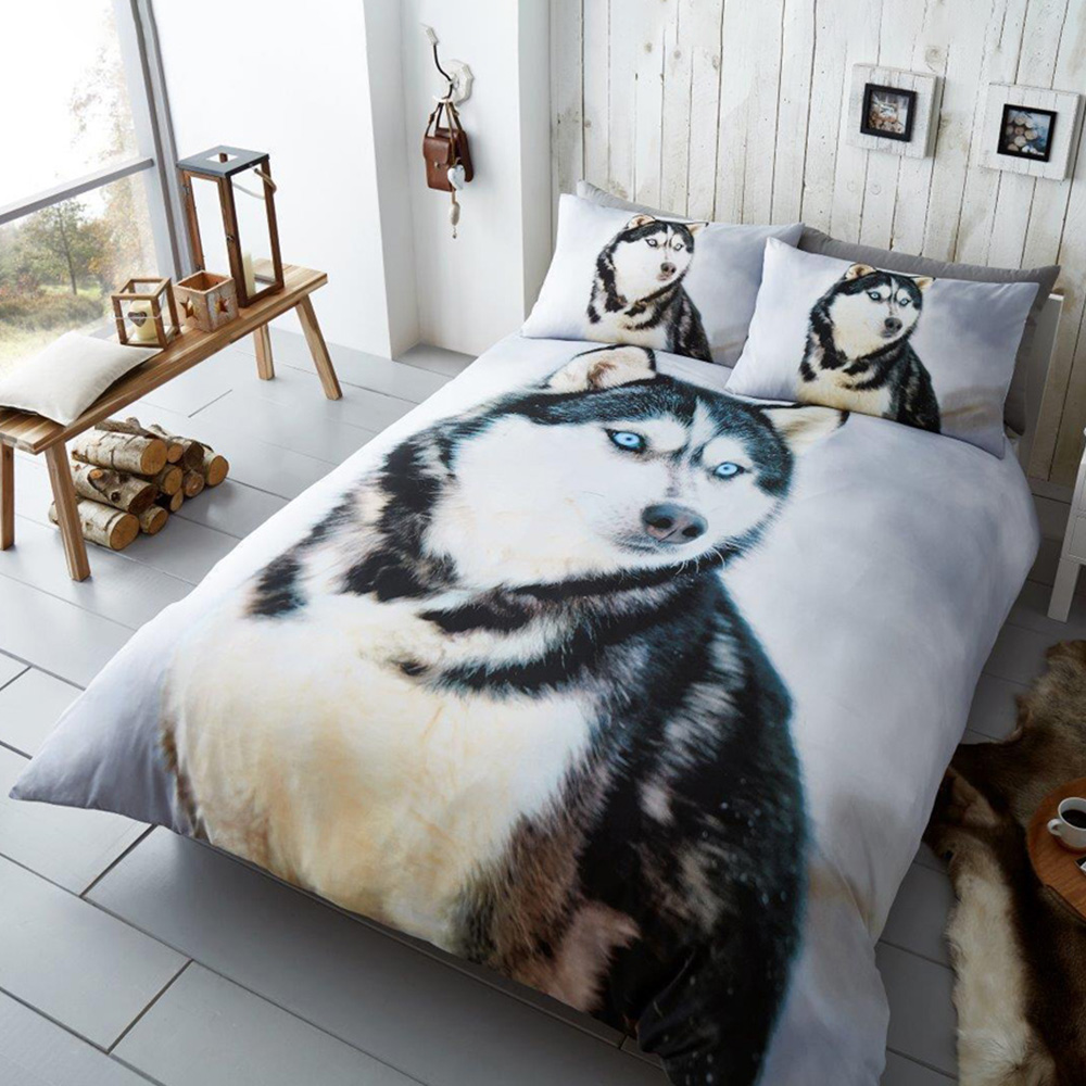 Smart Living King Size 3D Husky Print Duvet Cover Set Image 1