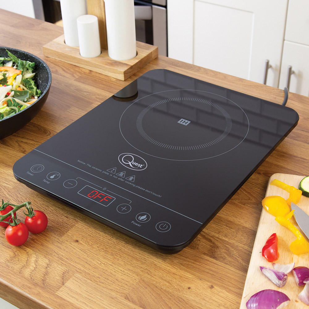 Quest 35839 Black Single Digital Induction Hob and Hot Plate 2000W Image 2