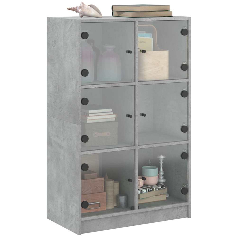 vidaXL 2 Glass Door 6 Shelf Concrete Grey Highboard Image 5