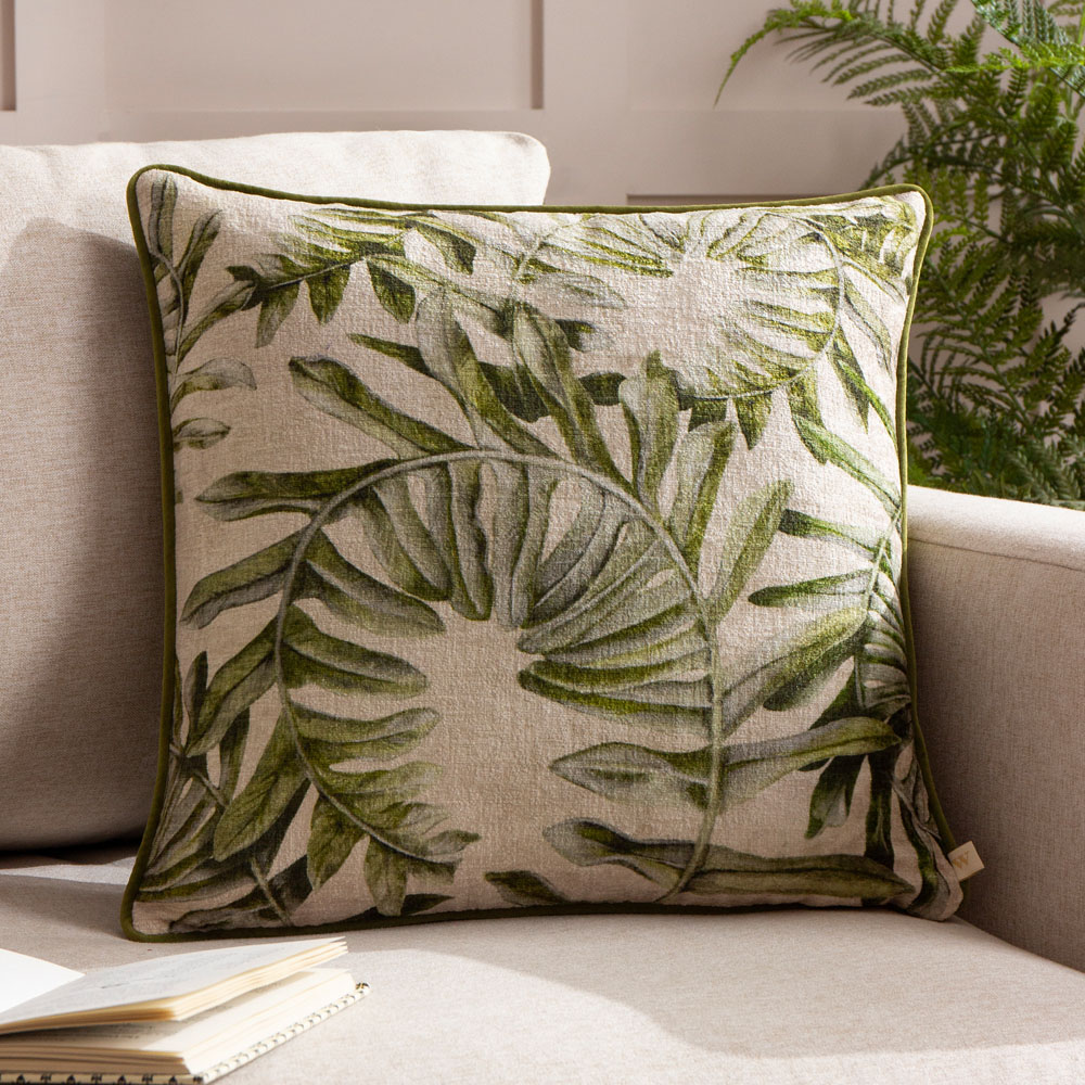Wylder Nature Kielder Forest Sherwood Printed Velvet Cushion 43 x 43cm Image 2