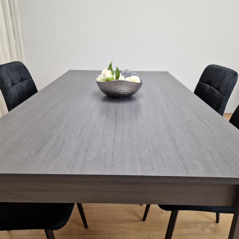 Portland 4 Seater Dining Set Dark Grey and Black Image 7