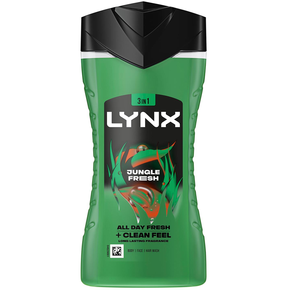 Lynx Jungle Fresh Shower Gel with Manwasher 2-Sided Shower Tool 225ml 3 Pack Image 9