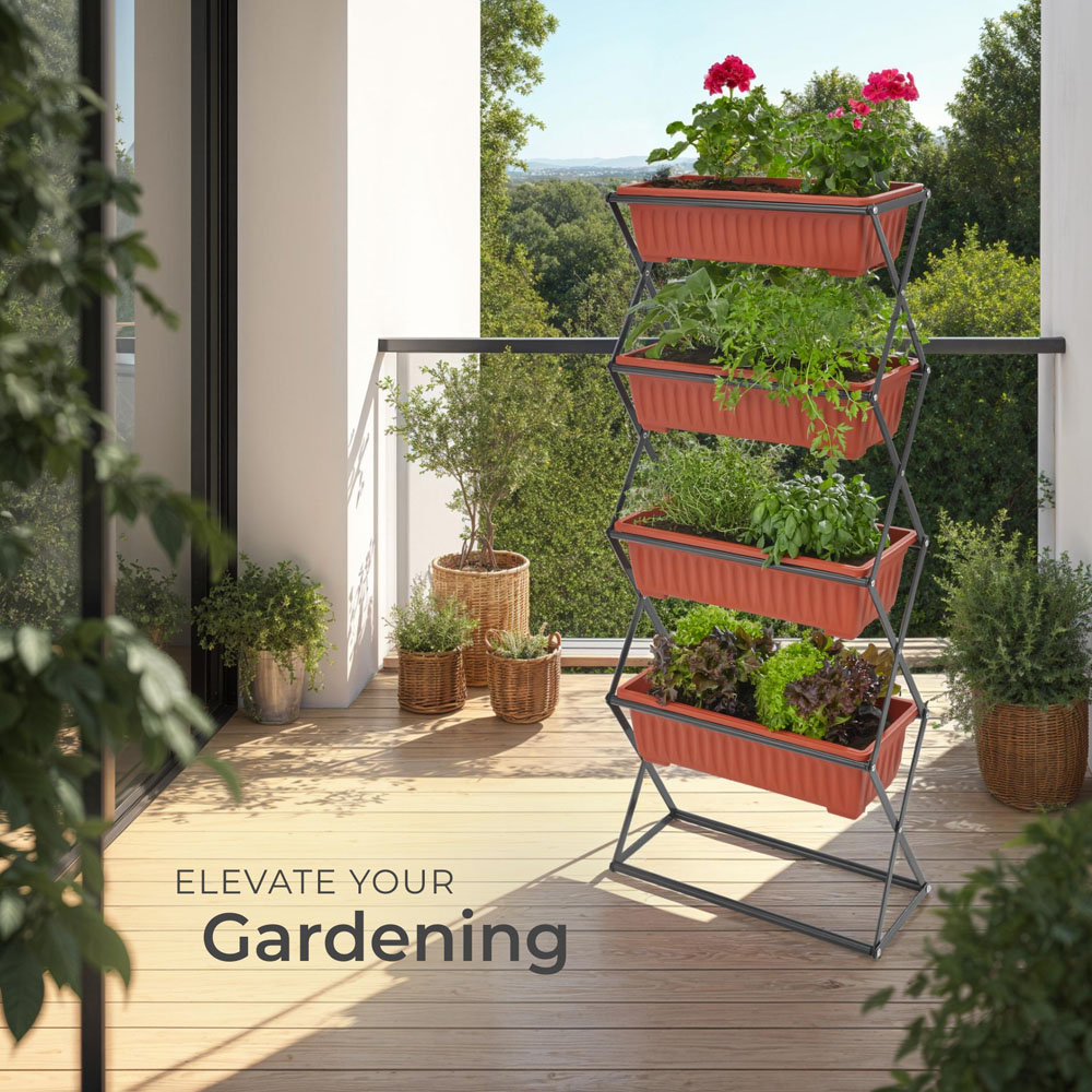tectake 4 Tier Vertical Flower Box Image 8