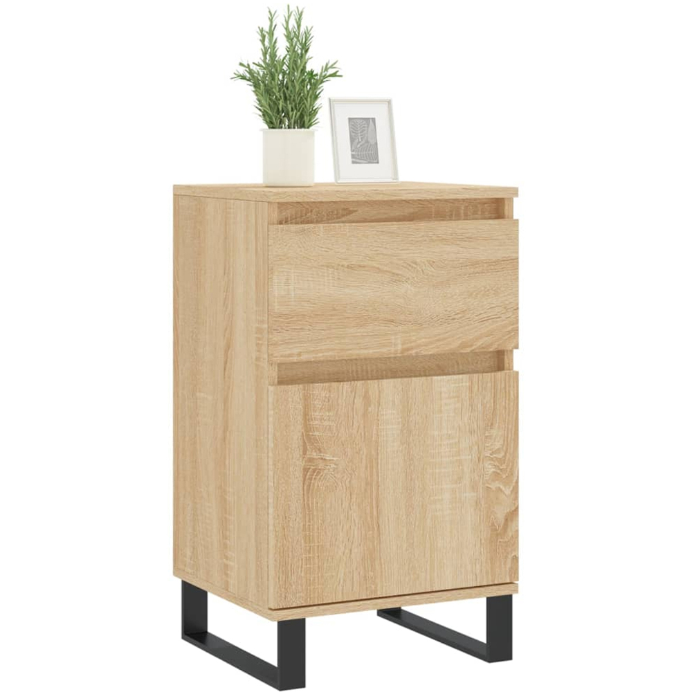 vidaXL Single Door Single Drawer Sonoma Oak Sideboard with Iron Legs Image 3