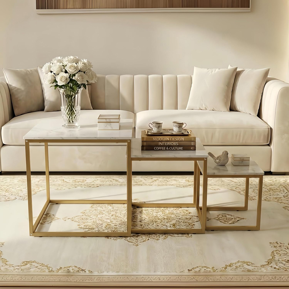 Alivio White Industrial Nest of Tables Set of 3 Image 6