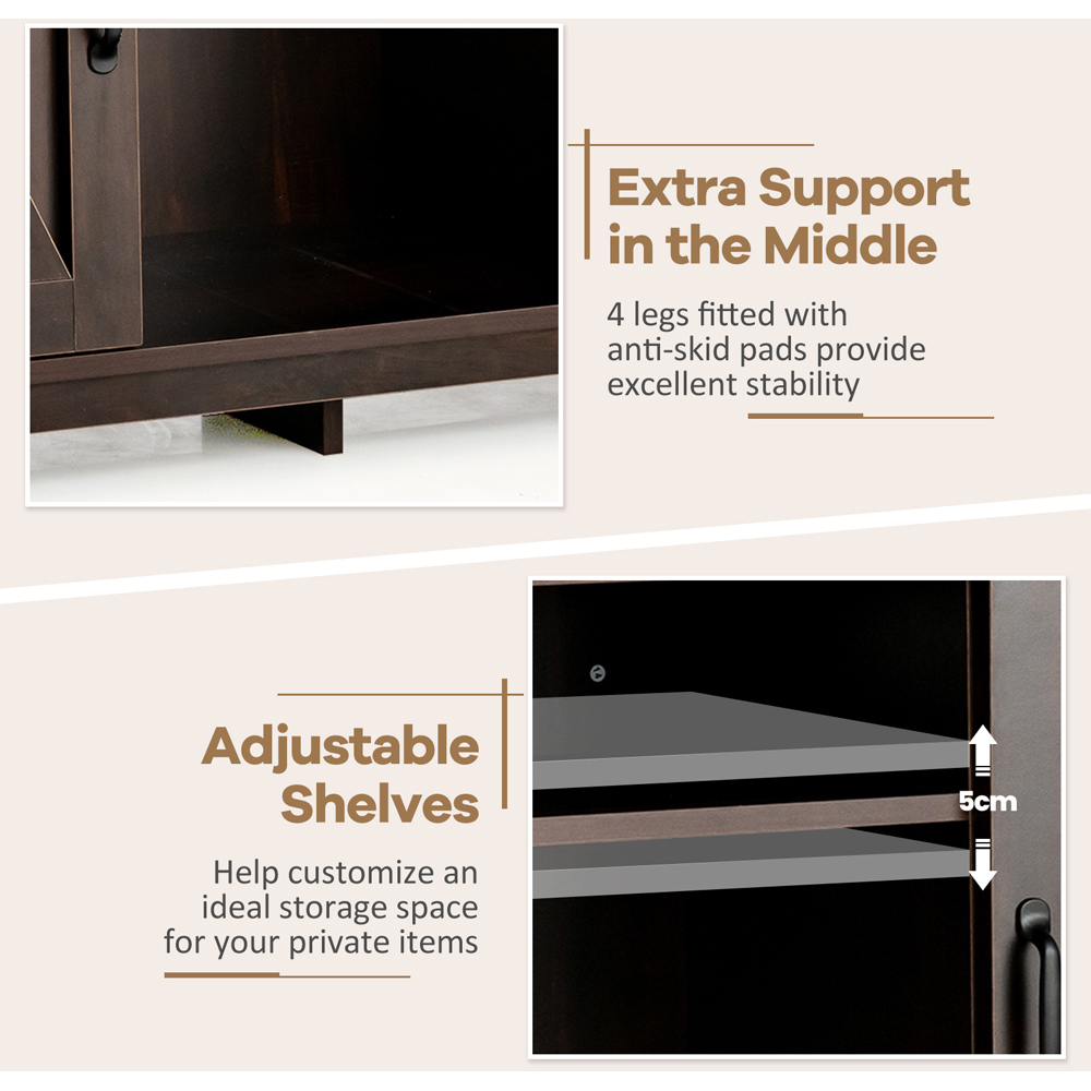 Costway 2 Door 2 Shelf Dark Brown Buffet Storage Cabinet with Detachable Wine Rack Image 5