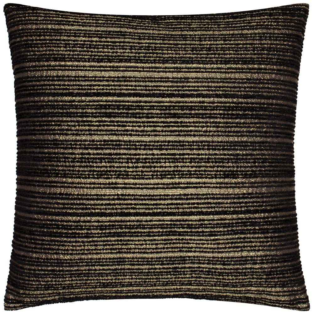 Paoletti Jupiter Black and Gold Chenille Jacquard Cushion 50 x 50cm Image 1