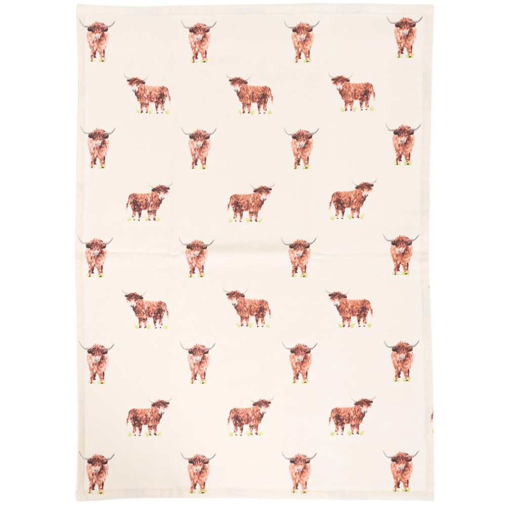Highland Cow Tea Towel Neutral Image 3