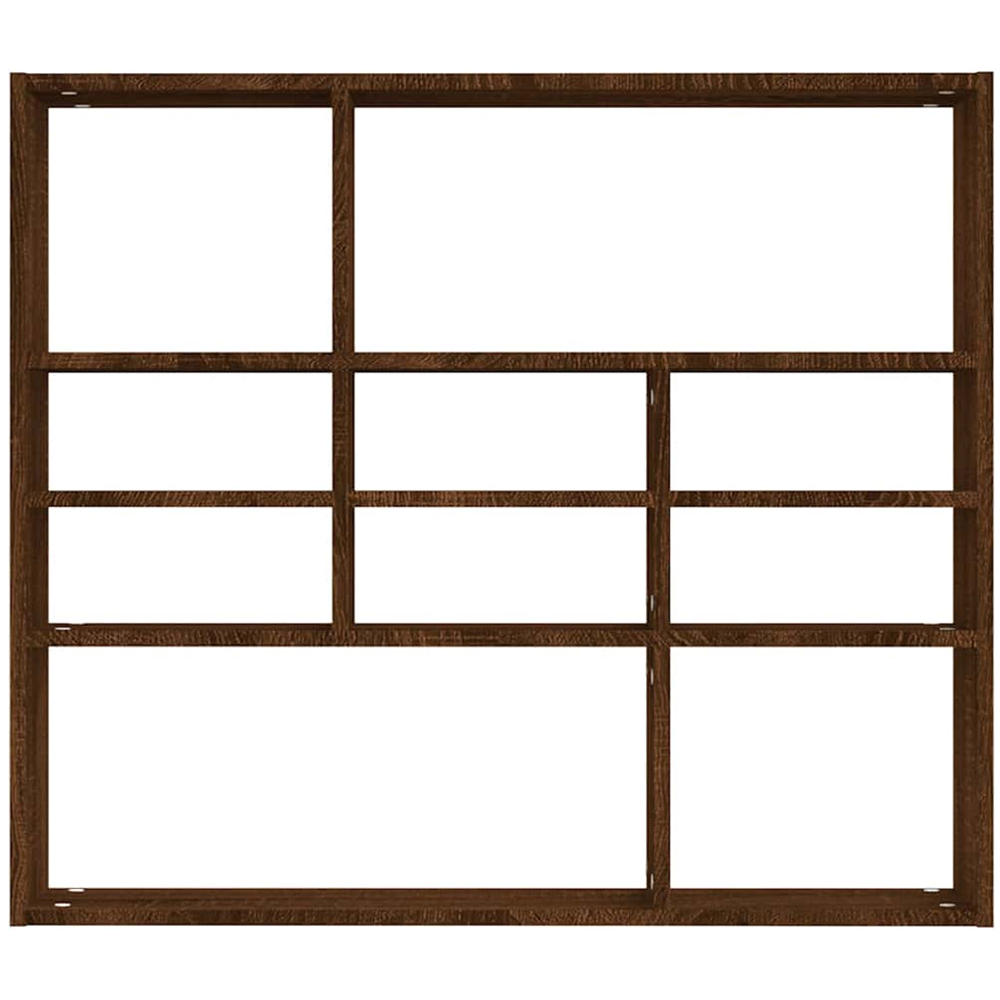 vidaXL 10 Shelf Brown Oak Floating Wall Shelf Image 3