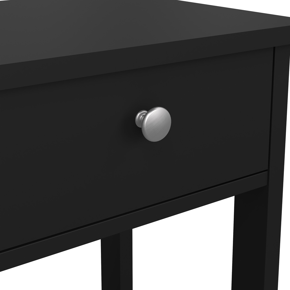 Florence Madrid Single Drawer Matt Black Bedside Table Image 6