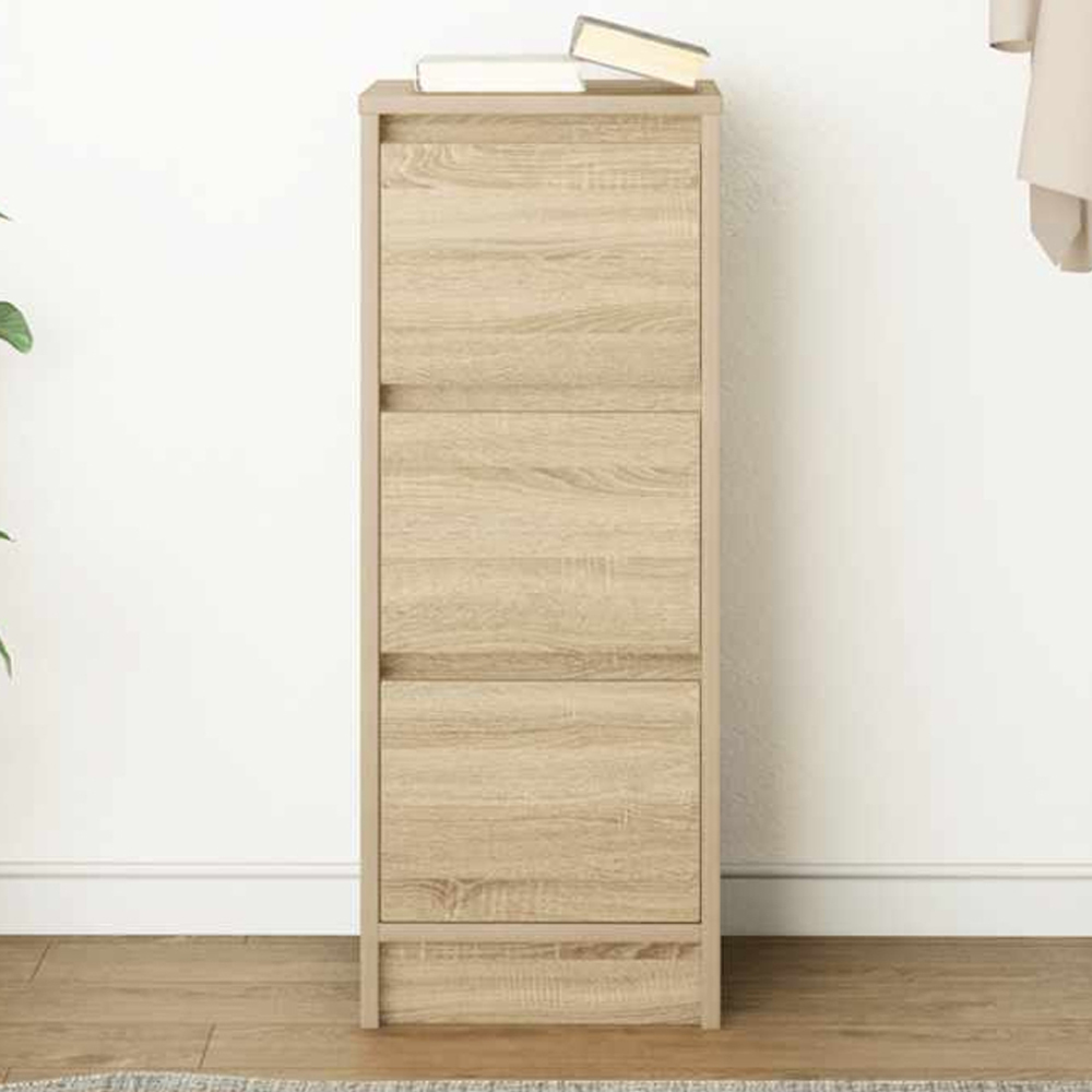 vidaXL 3 Drawer Sonoma Oak Sideboard Image 1