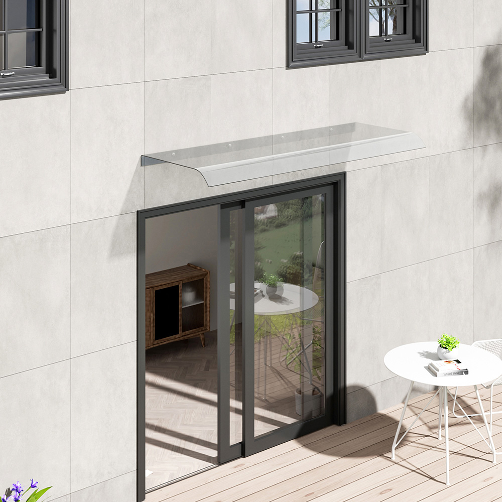 Living and Home Arched Transparent Window Door Awning Canopy 120cm Image 3