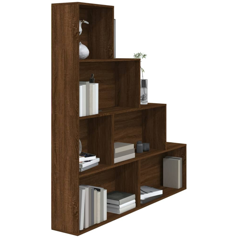 vidaXL 6 Shelf Brown Oak Wooden Bookcase Image 5