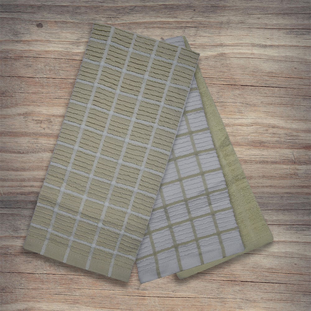 Kitchen Trends Taupe Ripple Check Tea Towel 3 Pack Image 5