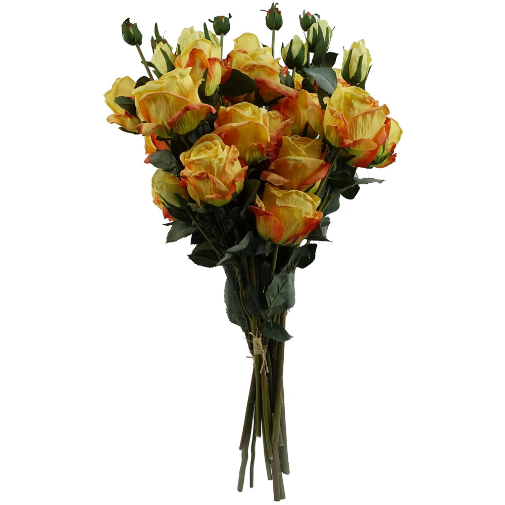 Leaf Yellow Rose Spray Single Stem Artificial Flower 2ft 6 Pack Image 1