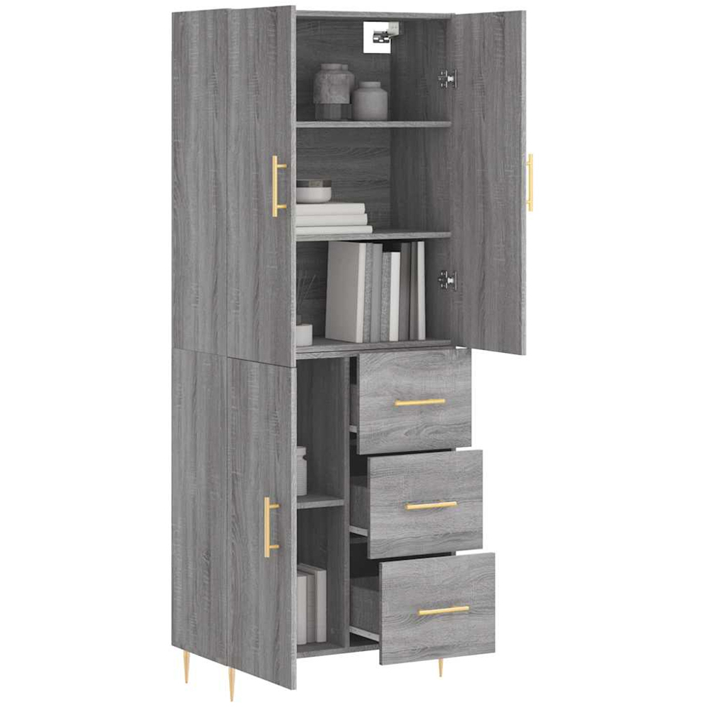 vidaXL 3 Door 3 Drawer Grey Sonoma Wooden Highboard Image 3