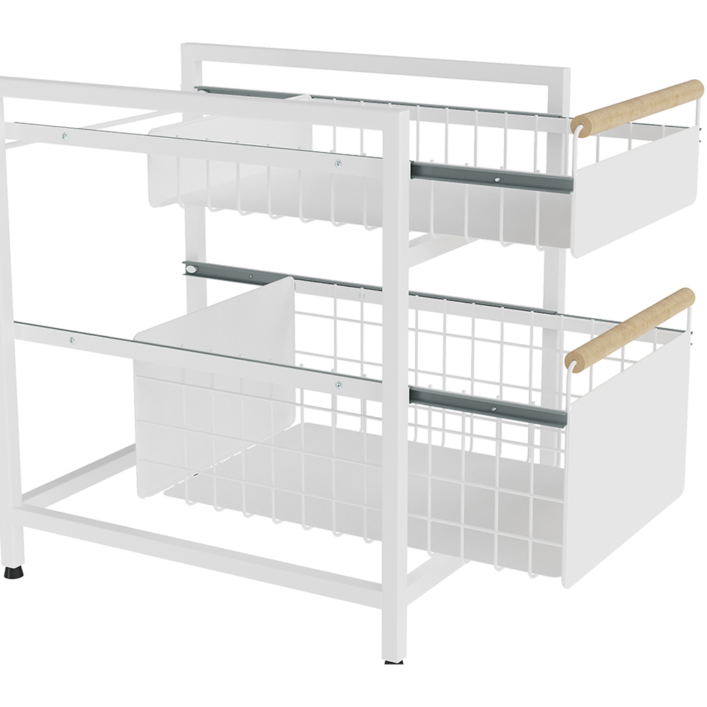 Living and Home 2 Shelf White Pull-Out Cabinet Organiser 29.5cm Image 3