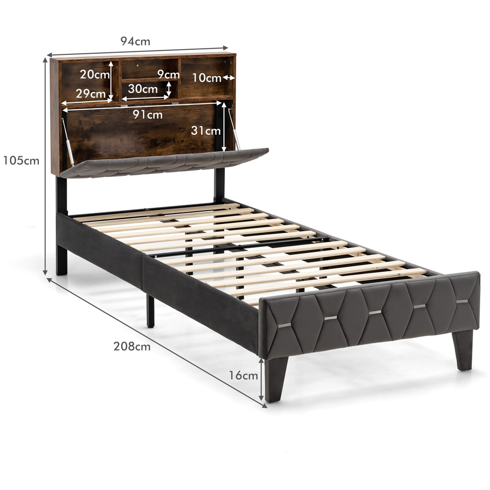 Costway Single Bed Frame with Headboard Image 9