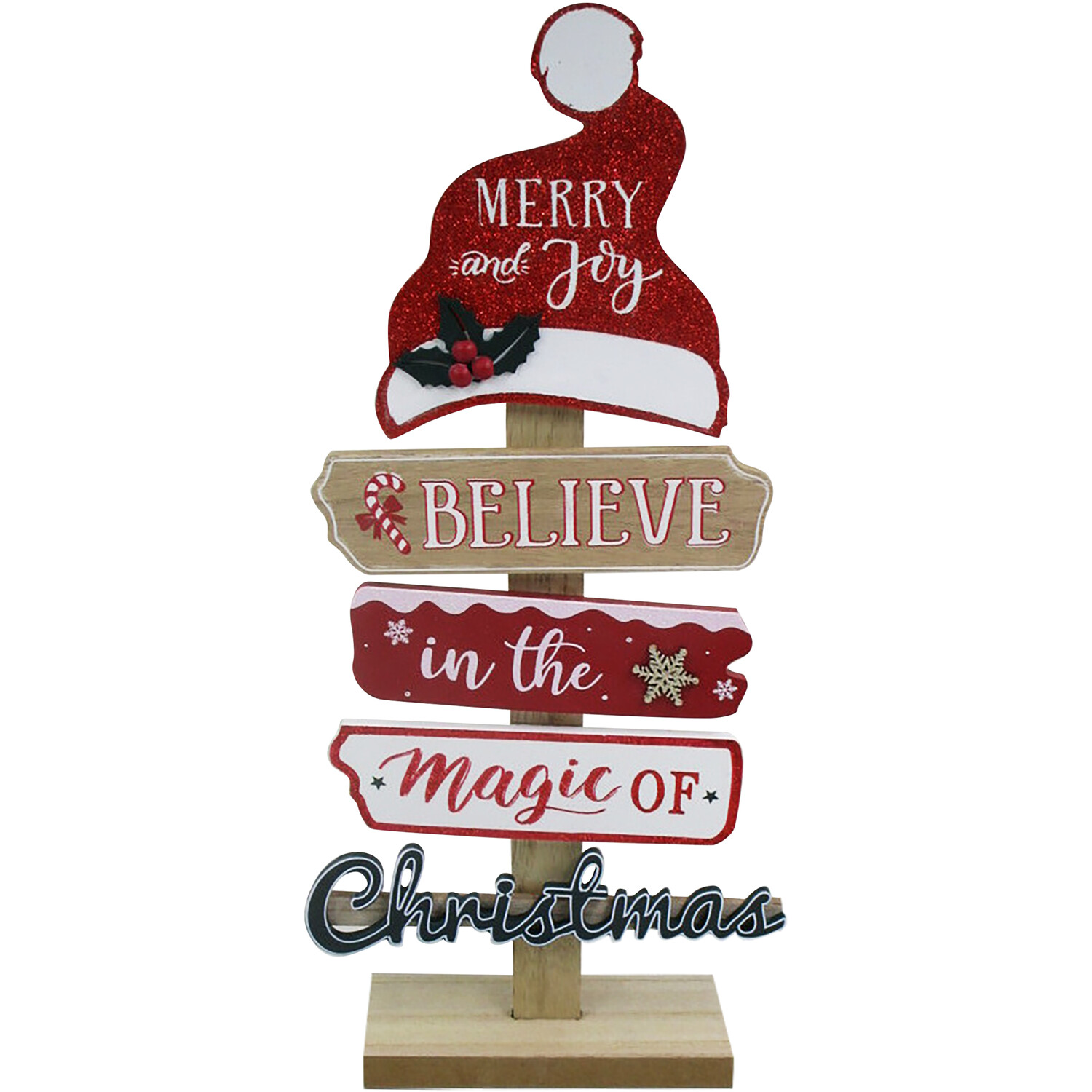 Christmas Magic Glitter Red Standing Sign Image