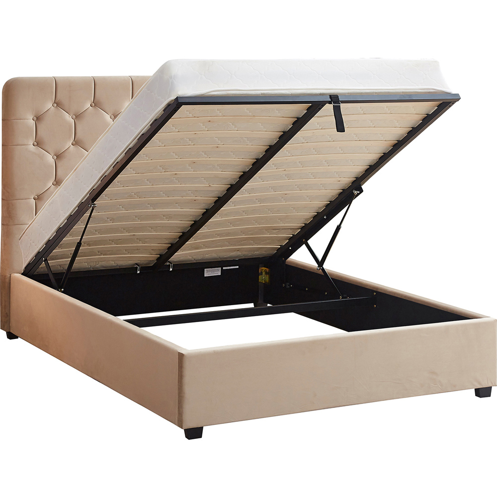 Seconique Madison Double Fawn Velvet Fabric Gas Lift Ottoman Bed Frame Image 4