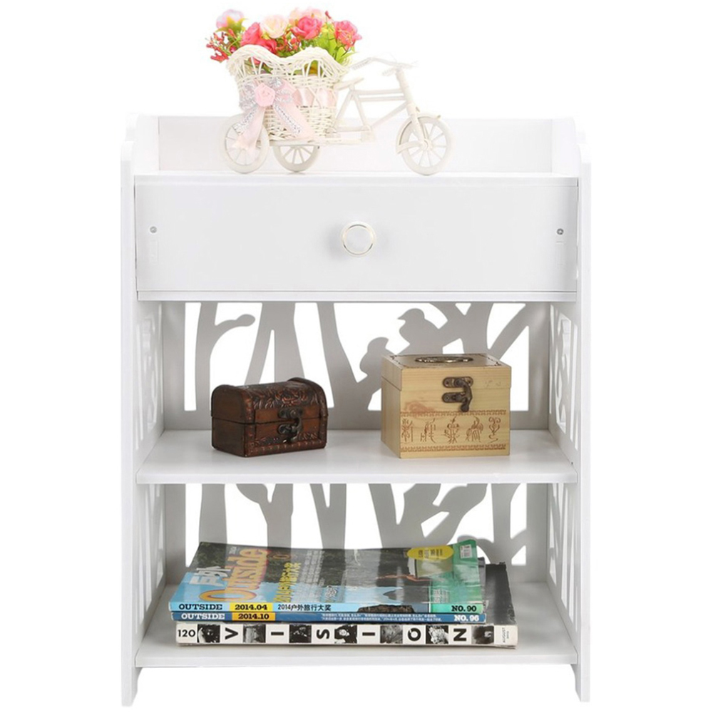 Living and Home Single Drawer Birdsong Hollow Carved Side Table Image 3