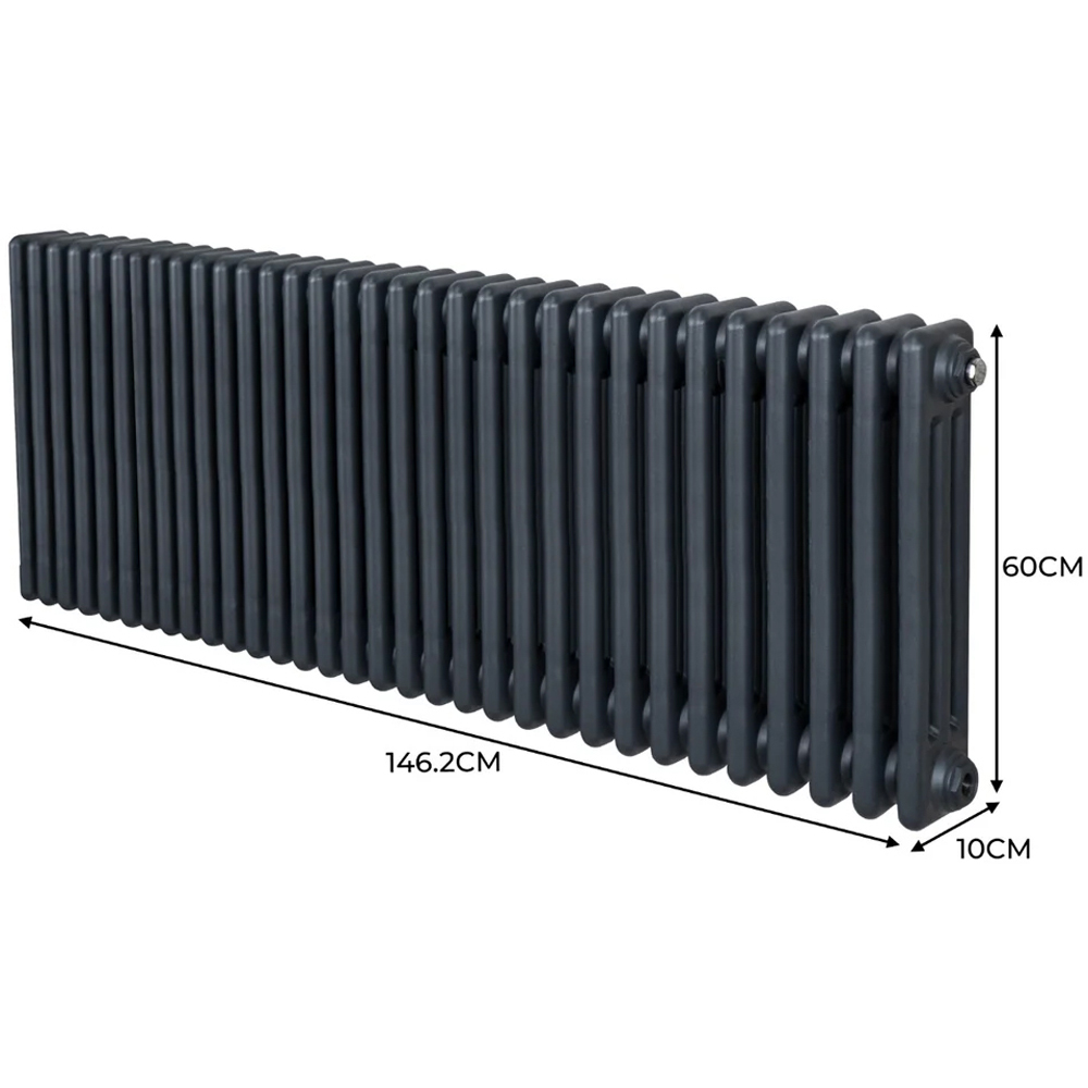 Monster Shop 7699 BTU Anthracite Grey Traditional 3 Column Radiator 600 x 1462mm Image 6
