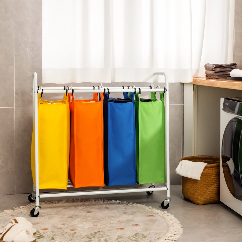 Costway 4 Section Multicolour Removable Laundry Sorter Basket 136L Image 2