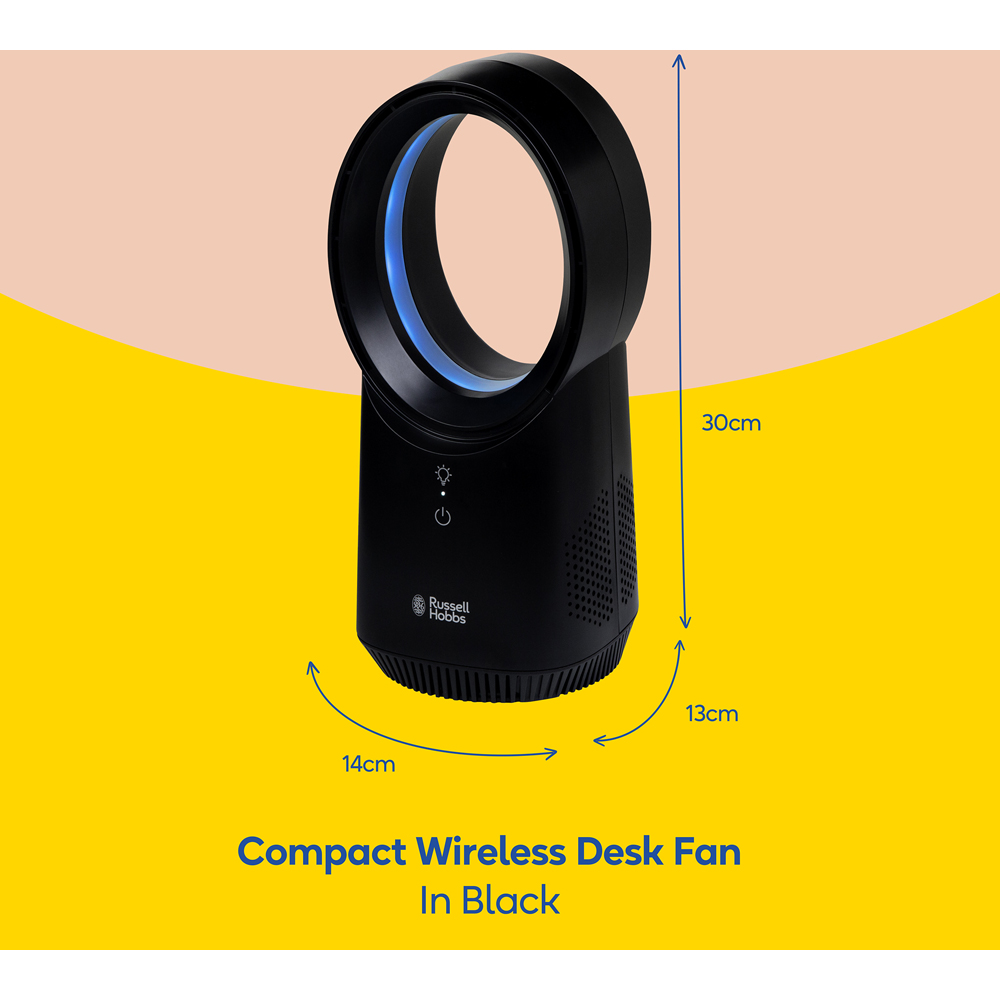 Russell Hobbs Black Quiet Bladeless Compact Desk Fan with USB Image 9
