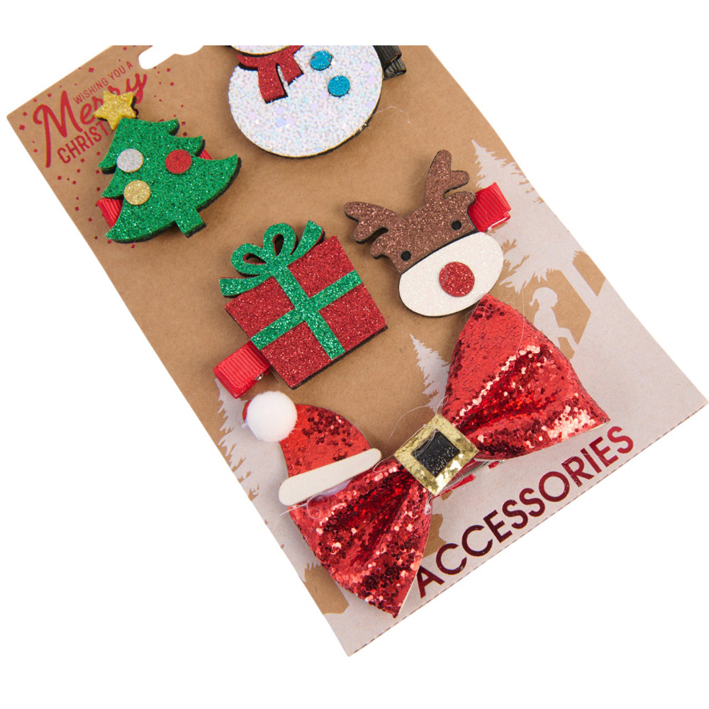 Pack of 5 Christmas Hair Clips Image 3
