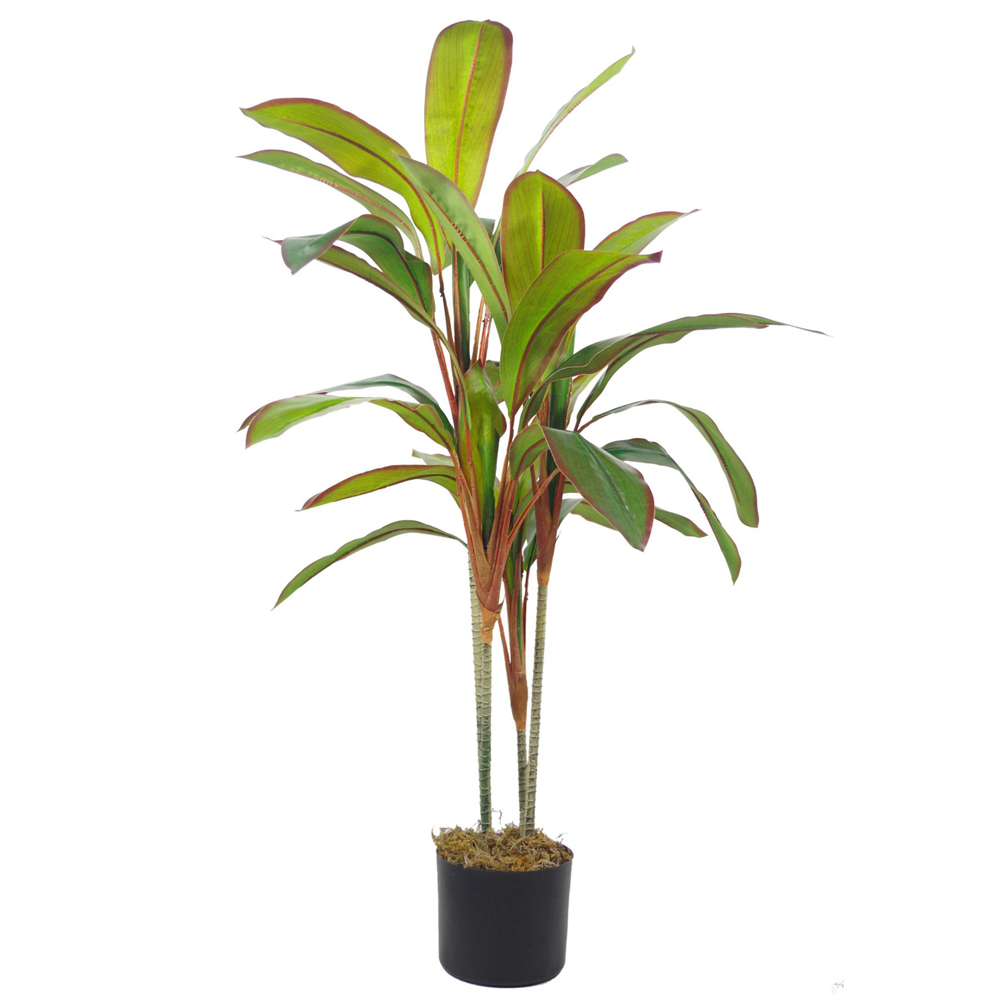 Leaf Dracaena Tropical Artificial Tree in Gold Metal Planter 3.2ft Image 4