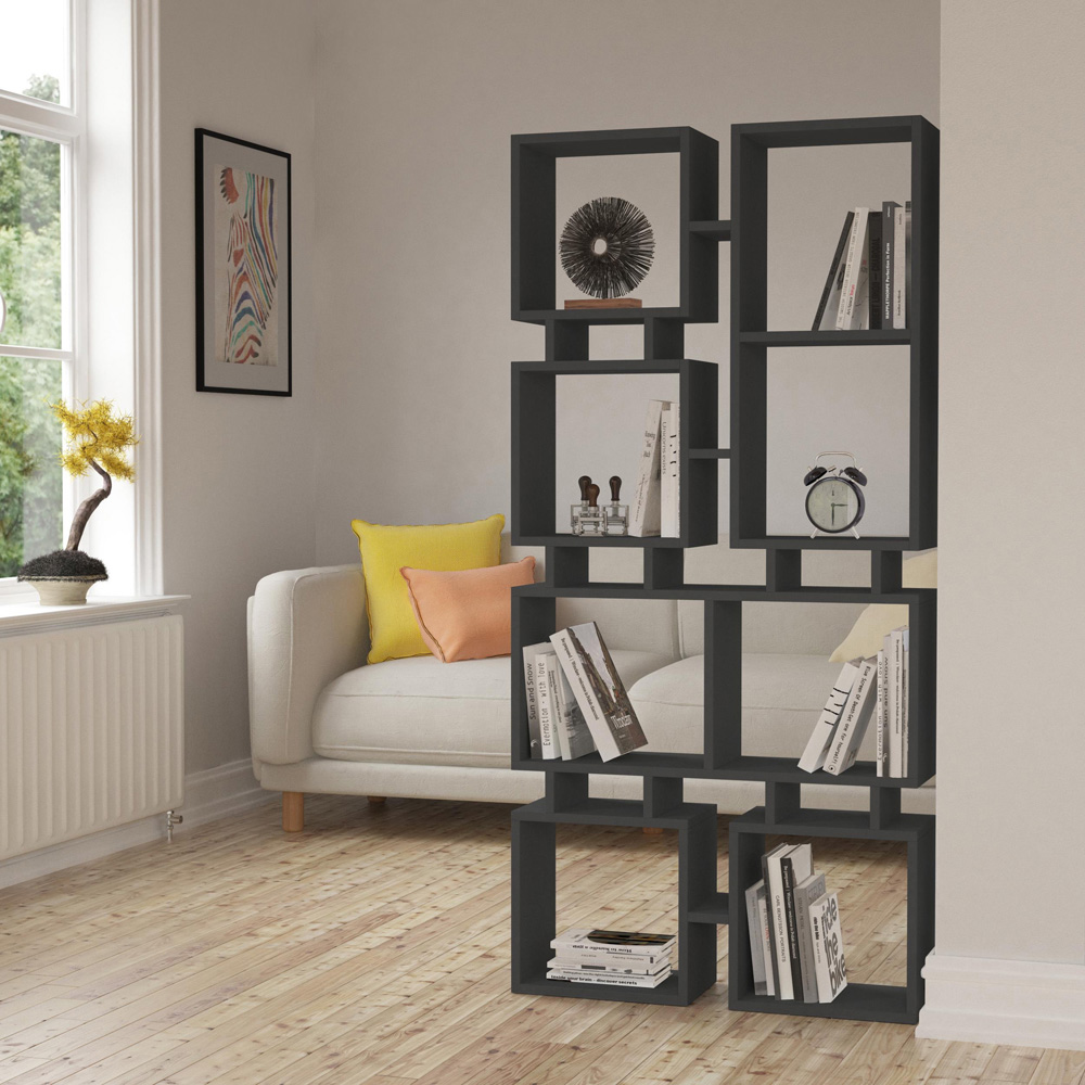 Decortie Rail 8 Shelf Anthracite Open-Back Bookcase Image 3