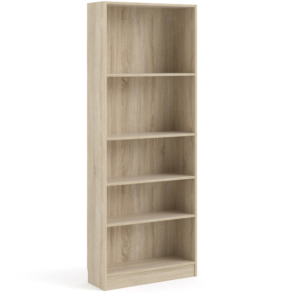 Florence Basic 4 Shelf Oak Wide Tall Bookcase Image 2