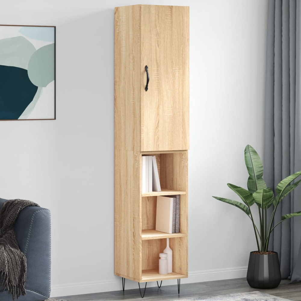 vidaXL Single Door 3 Shelf Sonoma Oak Highboard Image 1