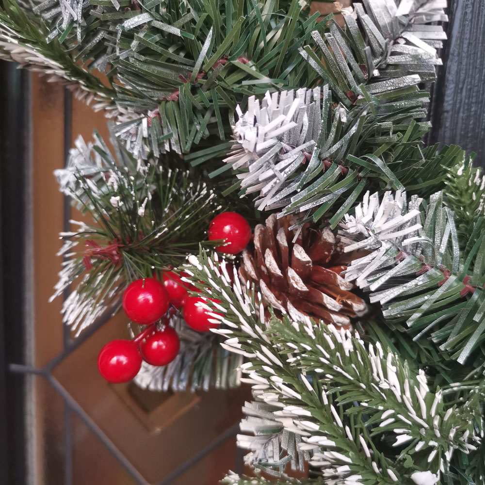 Premier New Jersey Snowy Tips Christmas Wreath with Berries and Cone 50cm Image 3