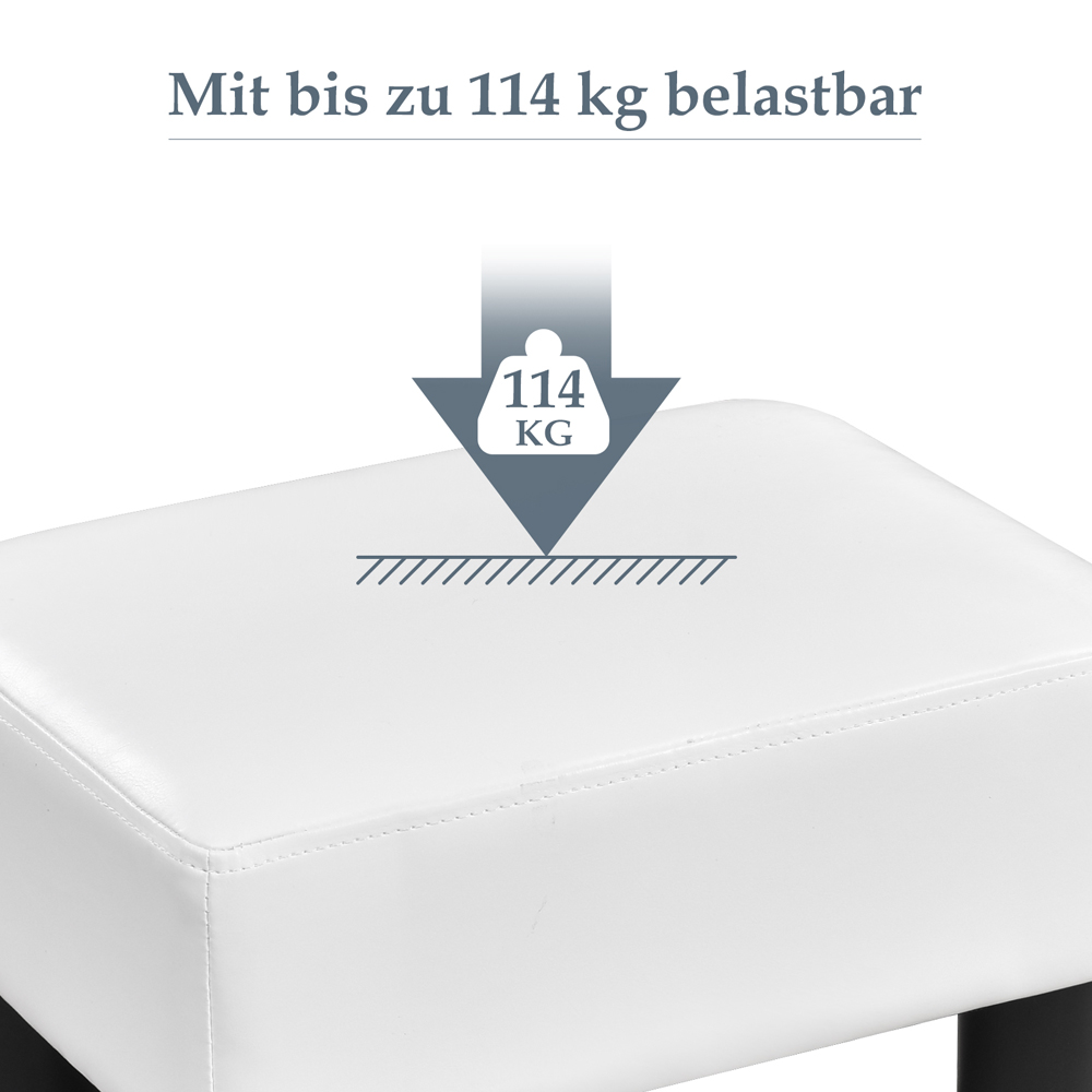 Costway White PU Leather Small Footstool Image 8