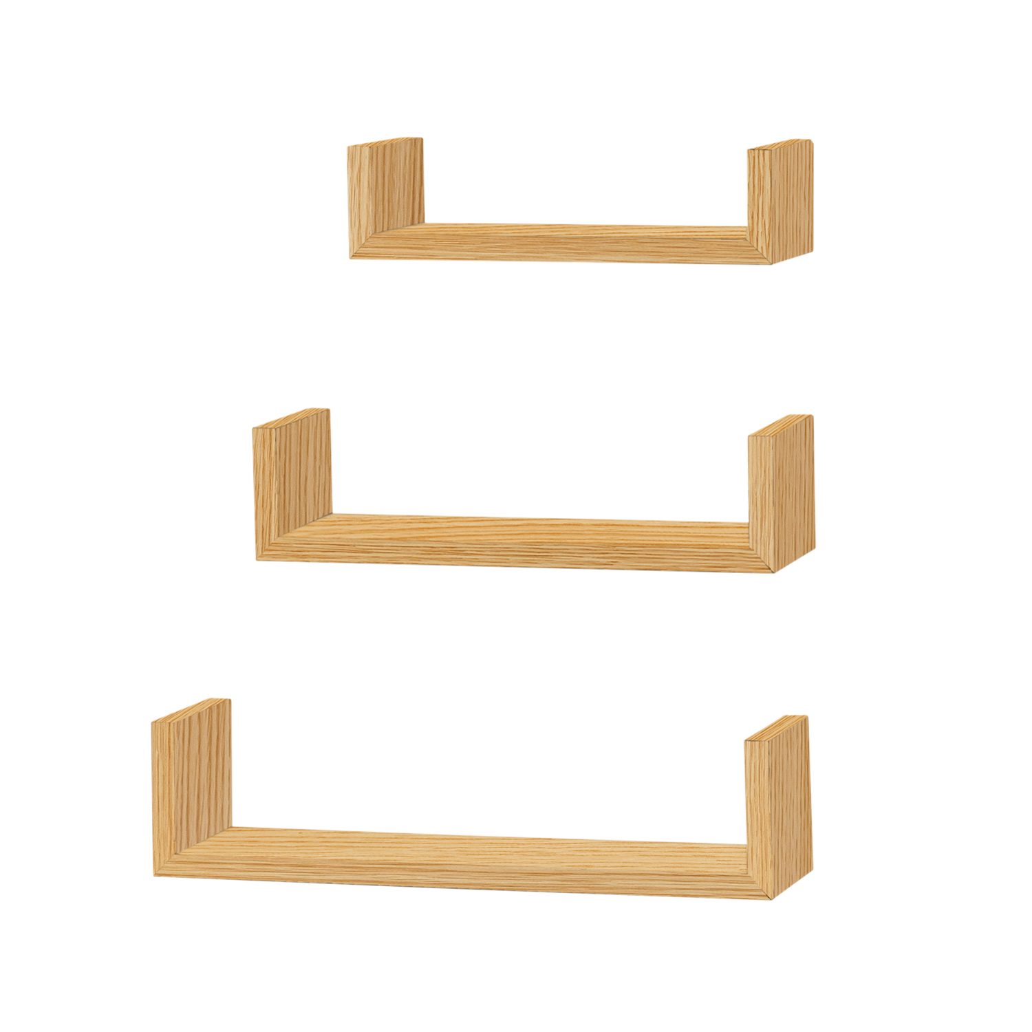 Oak Book End Floating Shelf 3 Pack Image