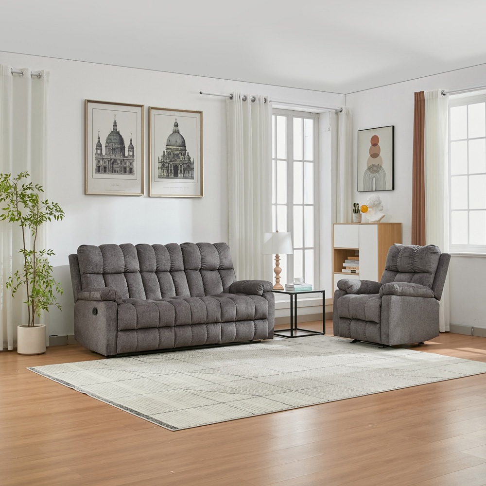 Furniture One 4 Seater Manual Recliner Sofa Set Image 4