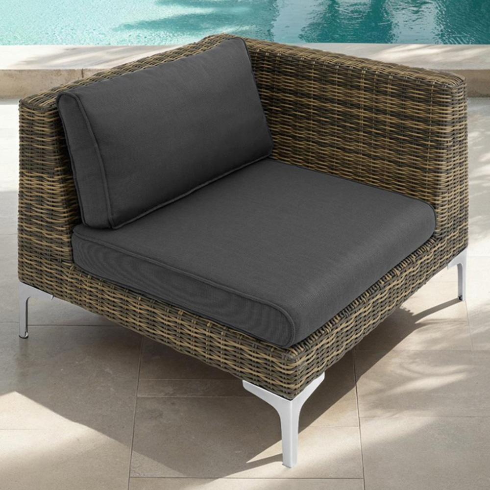 tectake Villanova Rattan Left Corner Garden Chair with Cushion Image 1