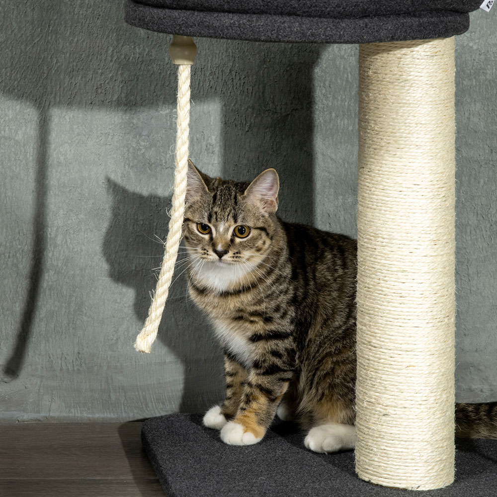PawHut Black Floor To Ceiling Cat Tree Tower Image 3