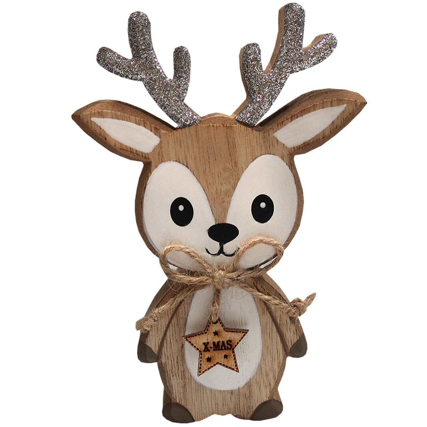 Alpine Lodge Wooden Standing Reindeer Christmas Ornament Image