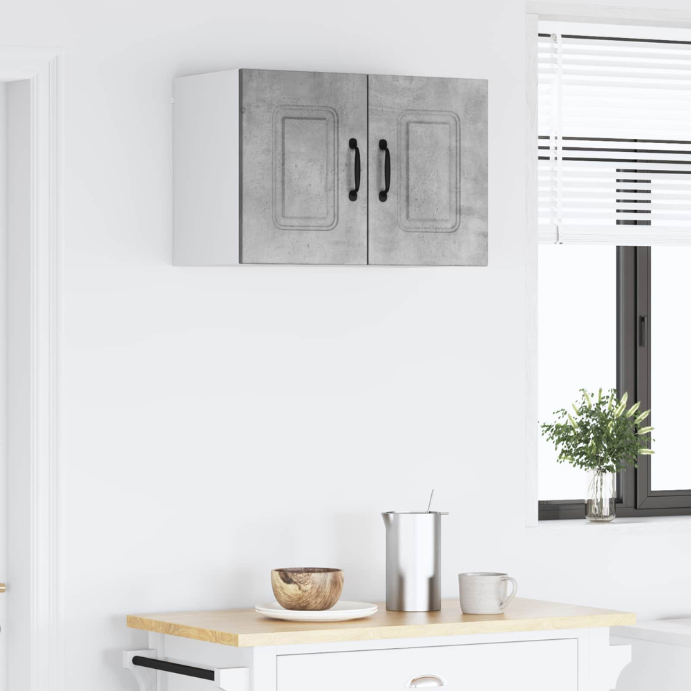 vidaXL Kalmar 2 Door Concrete Grey Wall Mounted Kitchen Cabinet Image 9