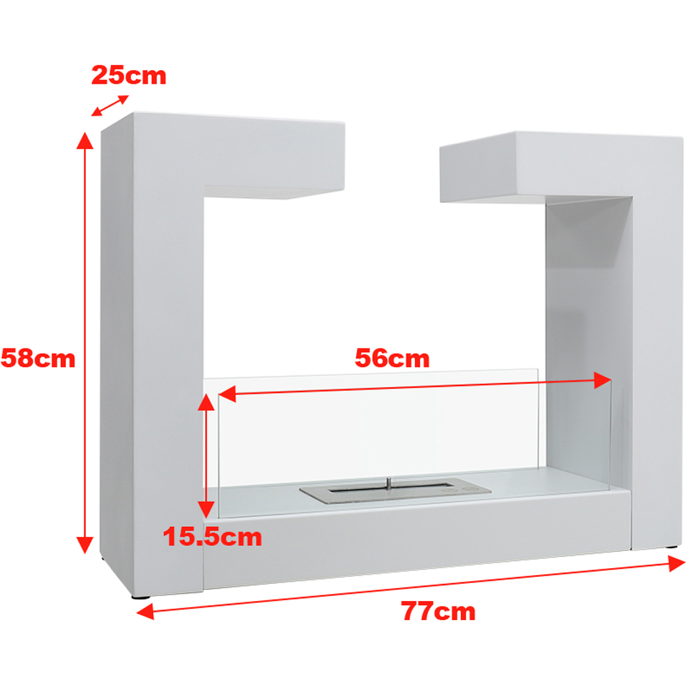 Living and Home White Double Sided Free Standing Ethanol Fireplace Image 8