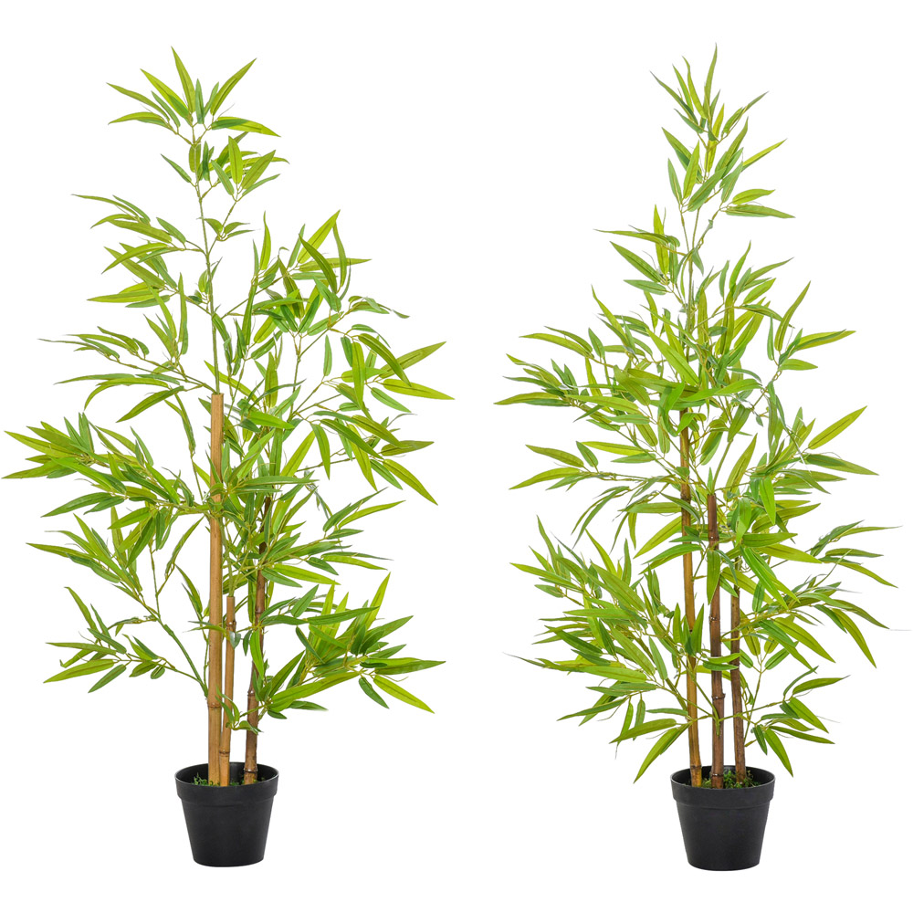 Outsunny Bamboo Tree Artificial Plant In Pot 4ft 2 Pack Image 1