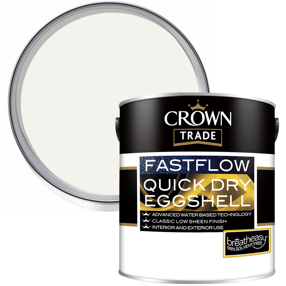 Crown Trade Fastflow White Quick Dry Eggshell Paint 1L Image 1